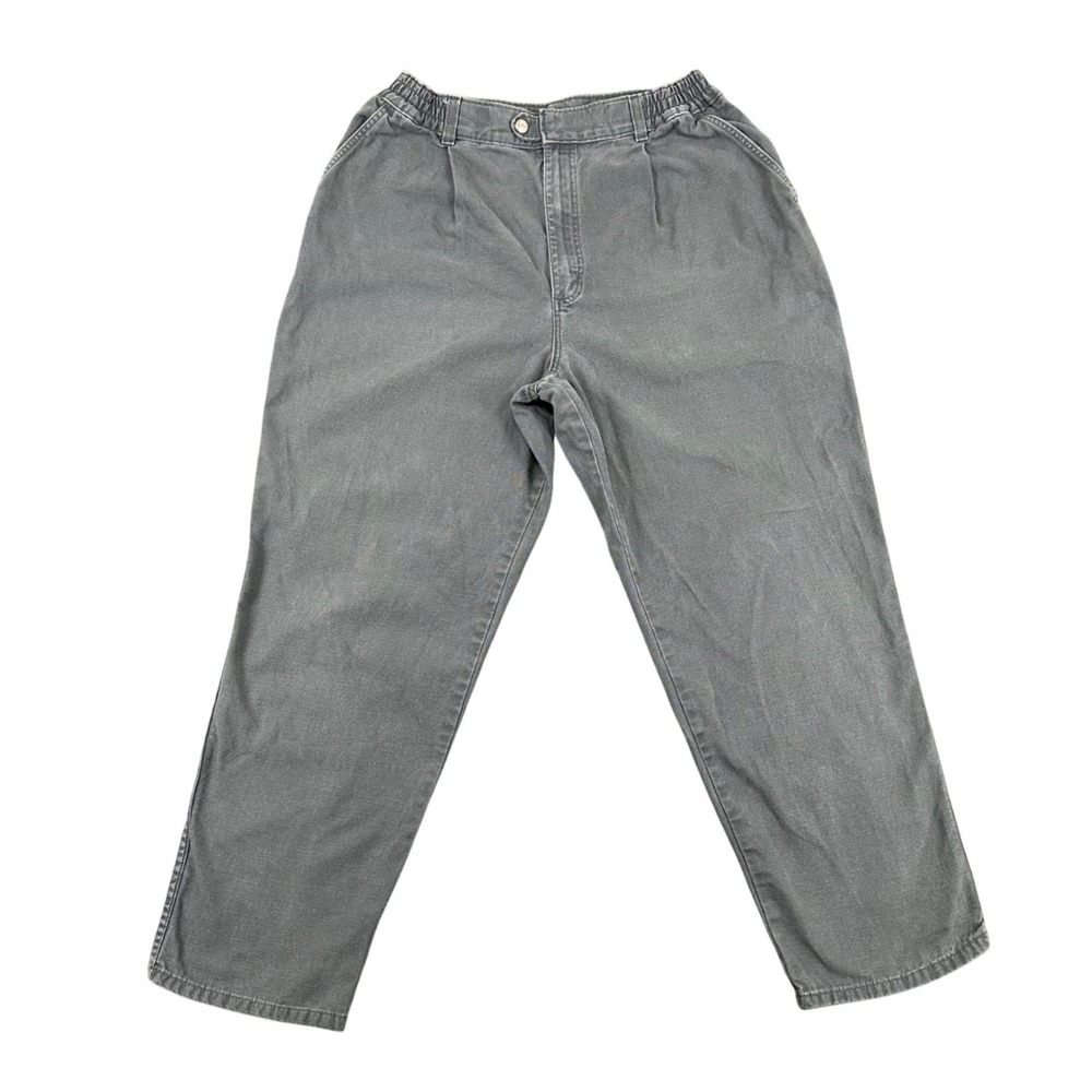Vtg 90s LL Bean Womens Pathfinder Pants 28in Waist Gray Elastic Waist USA Made